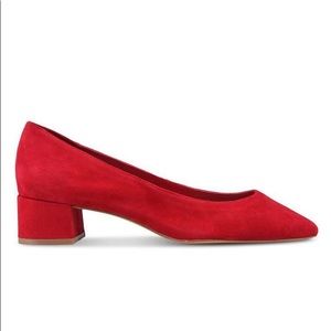 NWOT. Mango Red Suede Block Heel Shoes. Size 8,5.
